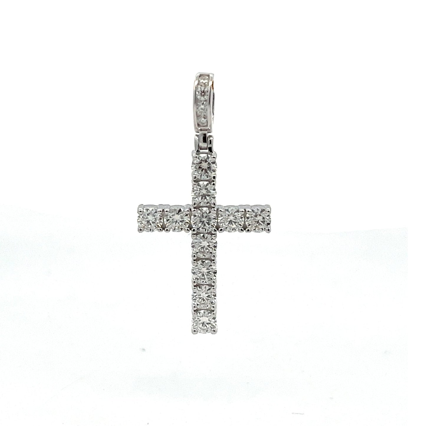 Kenzy Mii- Sterling Silver Peter Baguetter Cross Moissanite Unisex Pendant