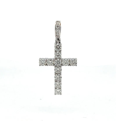 Kenzy Mii- Sterling Silver Peter Baguetter Cross Moissanite Unisex Pendant