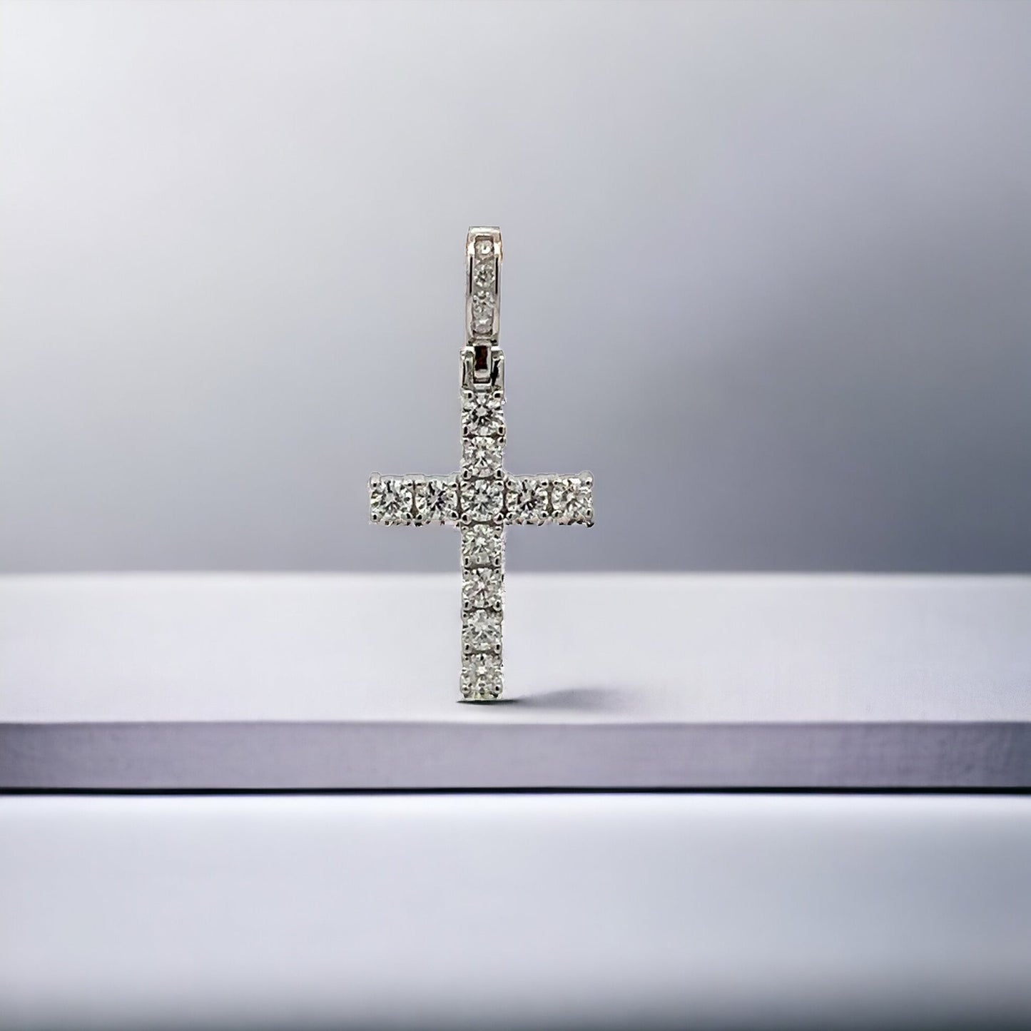 Kenzy Mii- Sterling Silver Micro Egyptain Ankh Moissanite Unisex Pendant