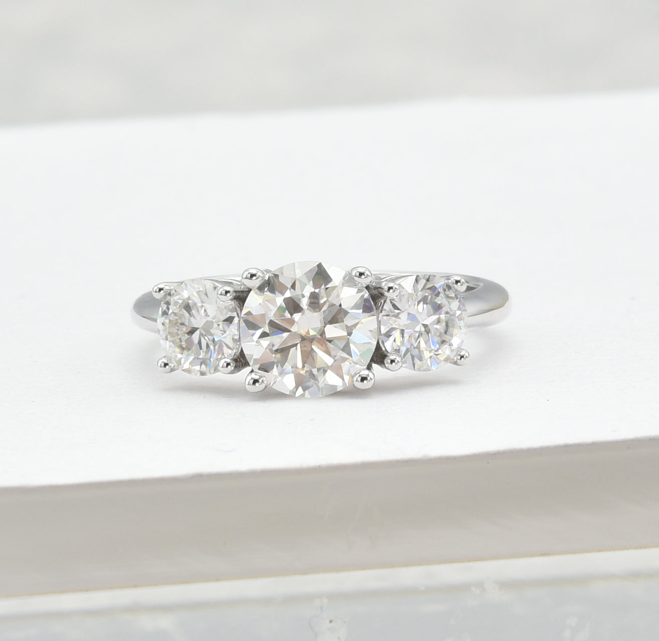 Kenzy Mii- 925 Sterling Silver Bostonian 3-Stone Engagement Women's Ring