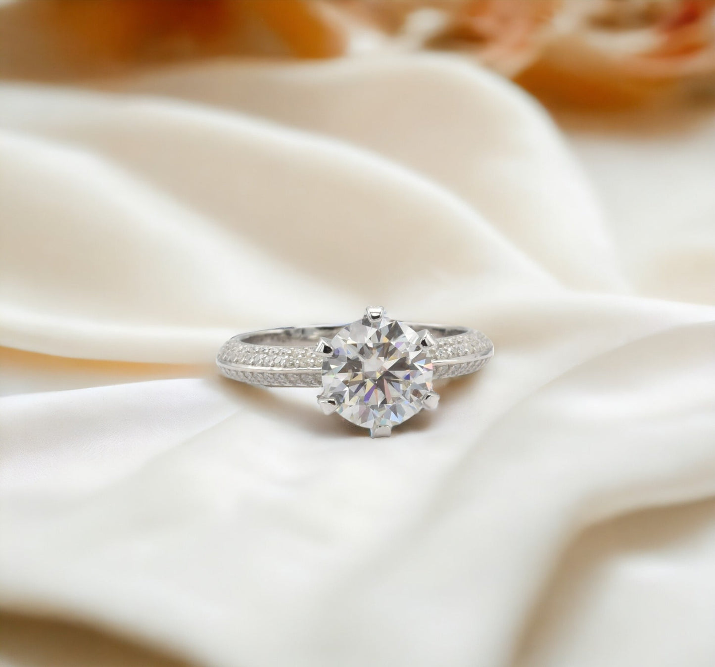 Kenzy Mii - 925 Sterling Silver Flower Moissanites Unisex Ring