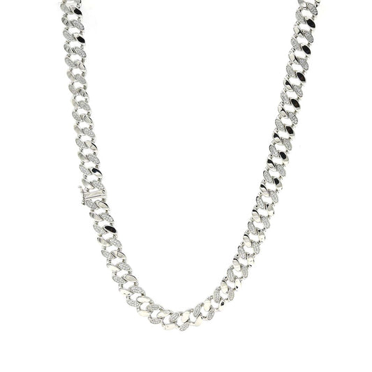 Kenzy Mii - 925 Sterling Silver Flat Cuban 2 tone w/ Diamond Cuts Unisex Chain