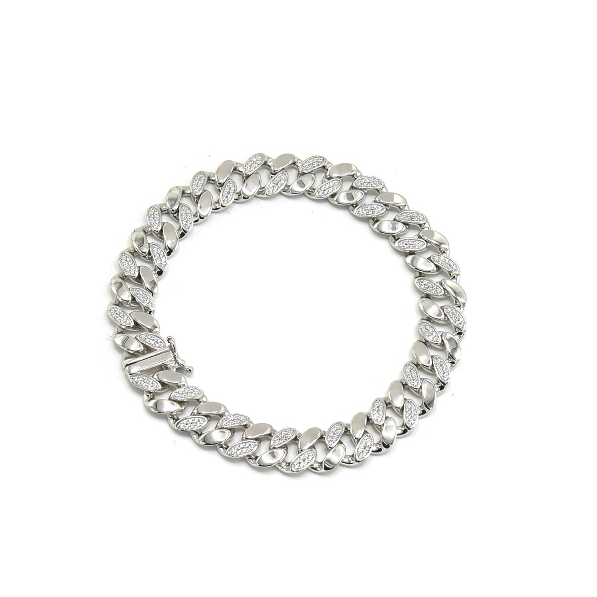 Kenzy Mii - 925 Sterling Silver Freezy Iced Out Cuban Unisex Bracelet