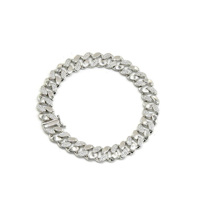 Kenzy Mii - 925 Sterling Silver Freezy Iced Out Cuban Unisex Bracelet