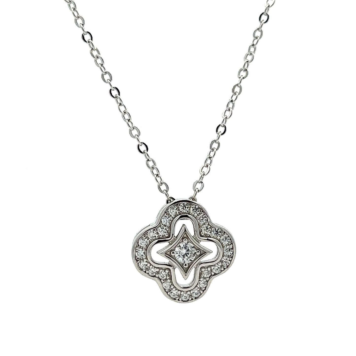 Kenzy Mii - 925 Sterling Silver Four-Leaf Clover Women's Necklace
