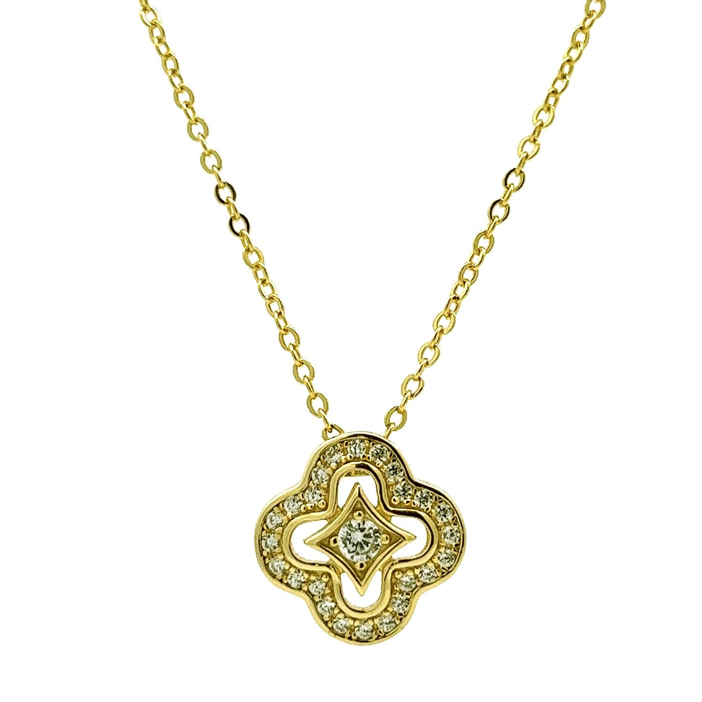 Kenzy Mii - 925 Sterling Silver Four-Leaf Clover Women's Necklace