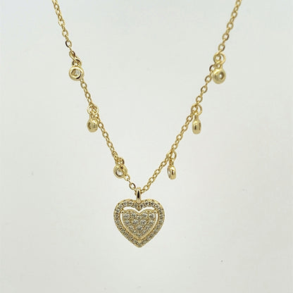 Kenzy Mii - 925 Sterling Silver Pure Rhodiium Diamond Heart Women's Necklace