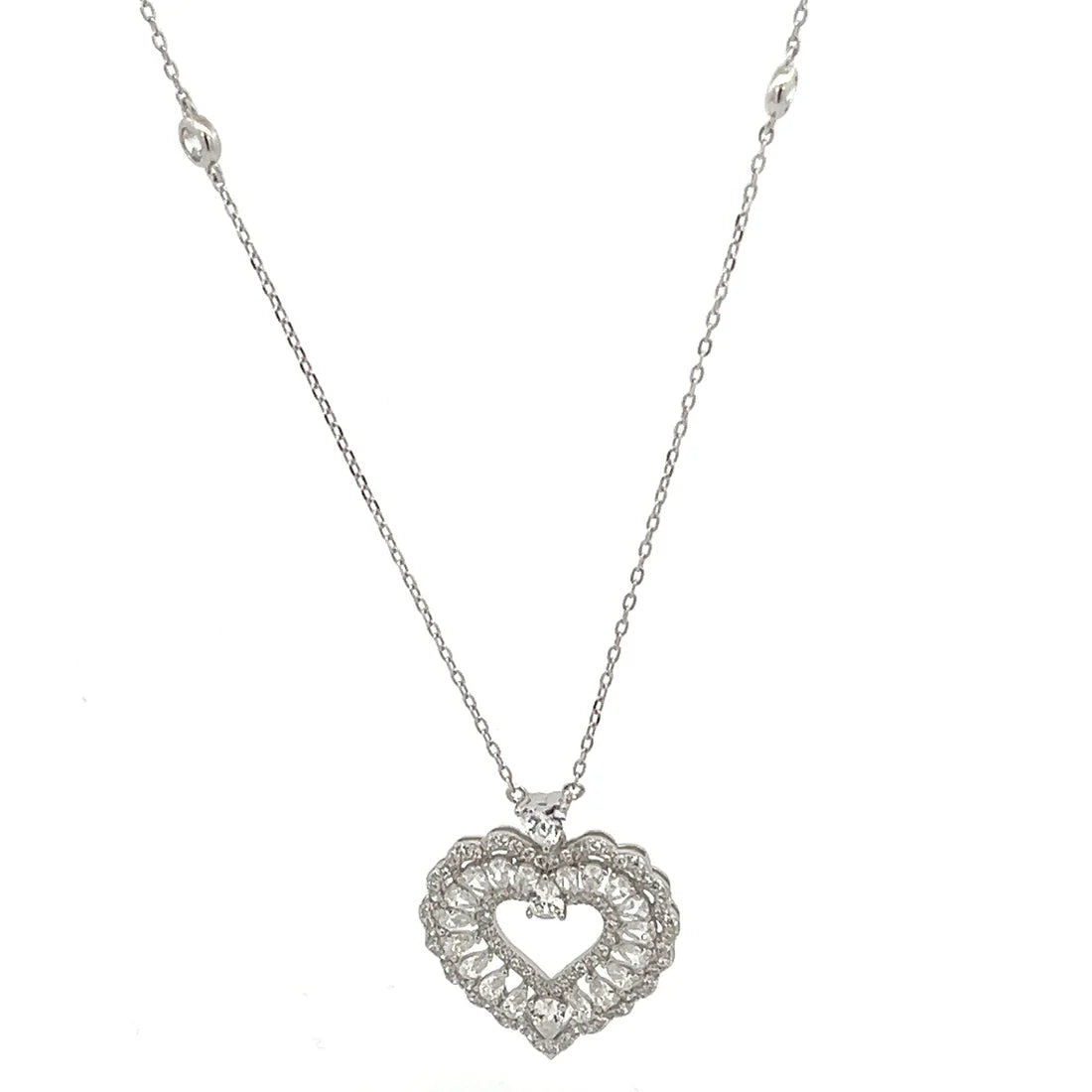 Kenzy Mii - 925 Sterling Silver Stimulated Love Heart Women's Necklace