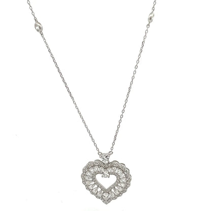 Kenzy Mii - 925 Sterling Silver Stimulated Love Heart Women's Necklace