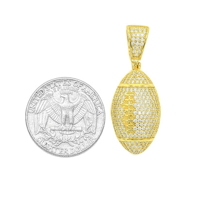 Kenzy Mii - 925 Sterling Silver Micro Pave Rugby Men's Pendant