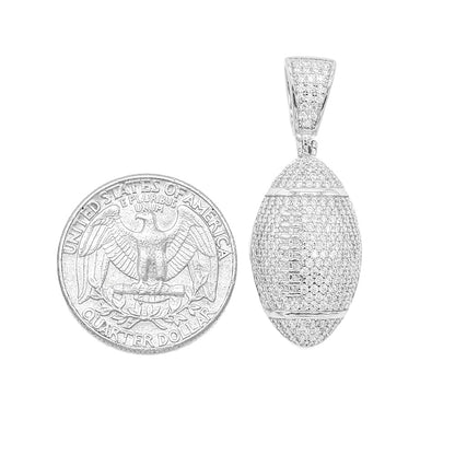 Kenzy Mii - 925 Sterling Silver Micro Pave Rugby Men's Pendant