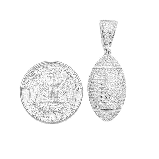 Kenzy Mii - 925 Sterling Silver Micro Pave Rugby Men's Pendant