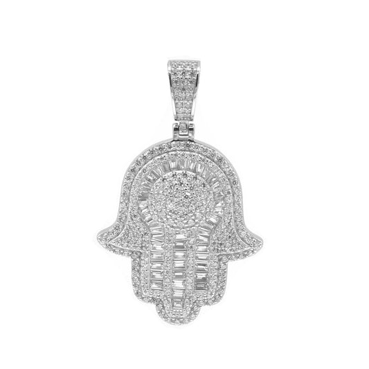 Kenzy Mii - 925 Sterling Silver Pave Zircon Palm Men's Pendant
