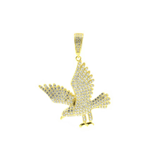 Kenzy Mii - 925 Sterling Silver Eagle Diamond Pave Men's Pendant