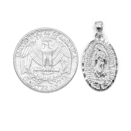 Kenzy Mii- 925 Sterling Silver Virgin Mary Oval Medallion Women's Pendant