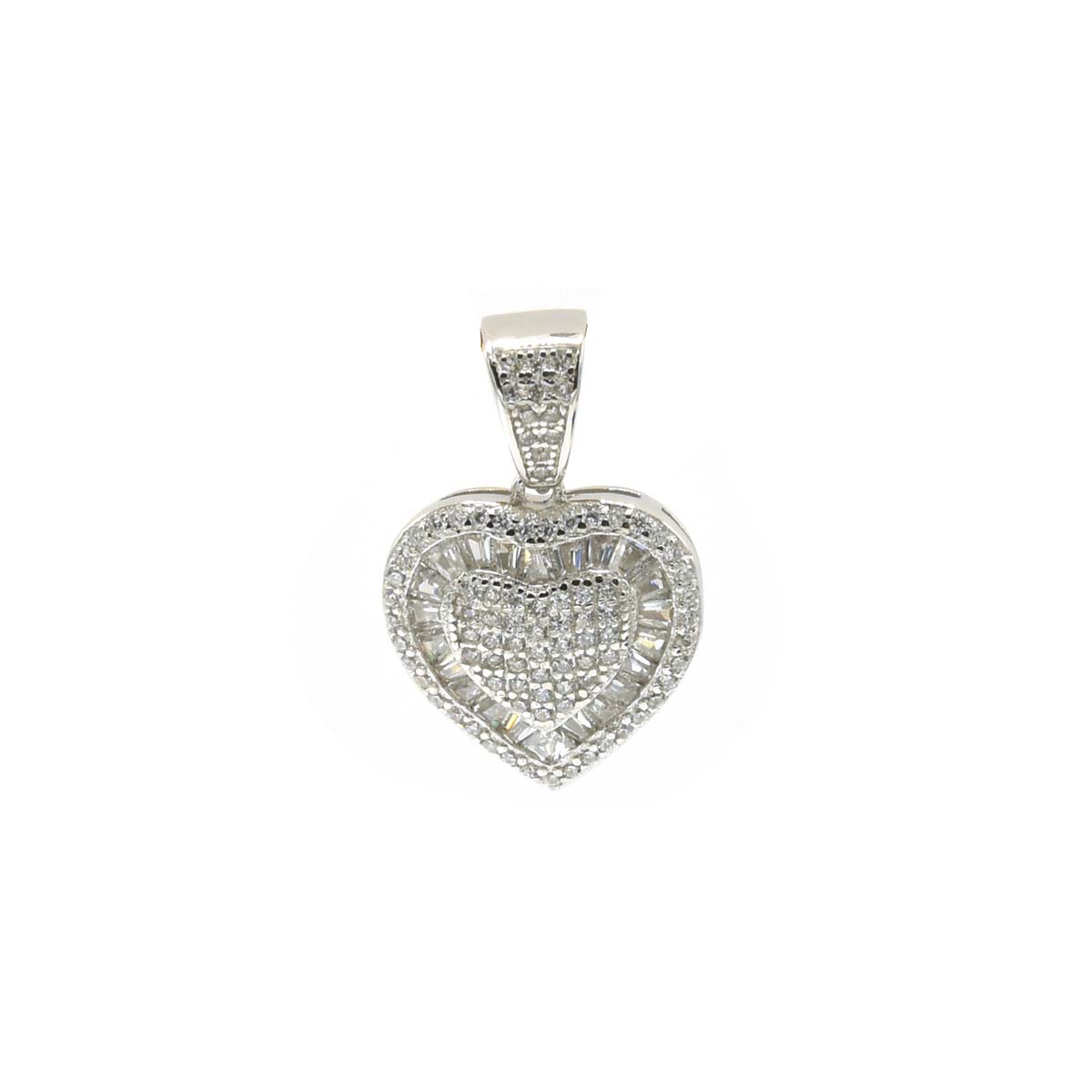 Kenzy Mii- 925 Sterling Silver Heart Triple Layer Women's Pendant