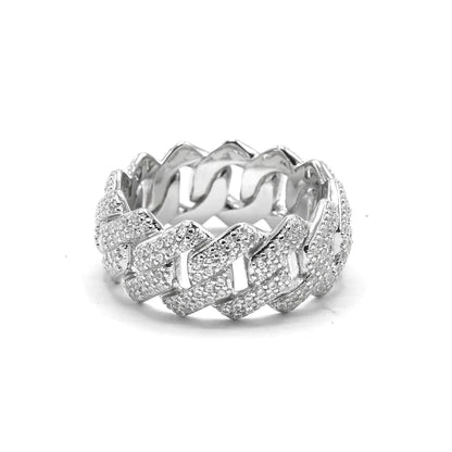 Kenzy Mii - 925 Sterling Silver Prong Cuban Men's Ring