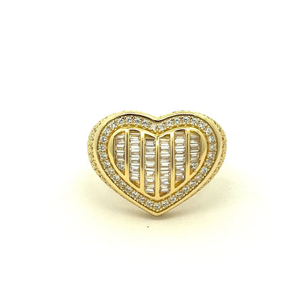 Kenzy Mii- 925 Sterling Silver 3D Rich Heart Zircon Women's Ring
