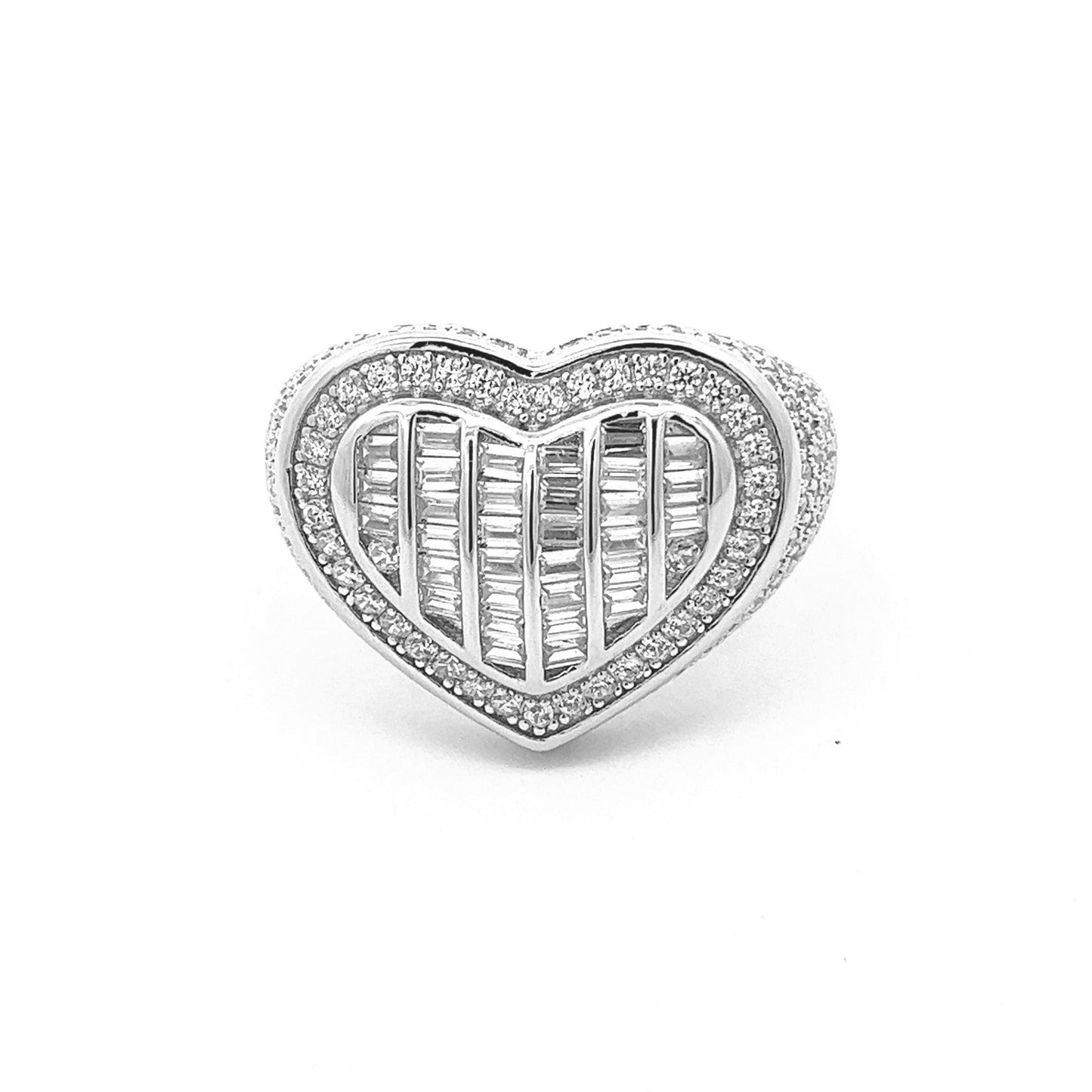 Kenzy Mii- 925 Sterling Silver 3D Rich Heart Zircon Women's Ring