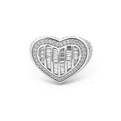 Kenzy Mii- 925 Sterling Silver 3D Rich Heart Zircon Women's Ring