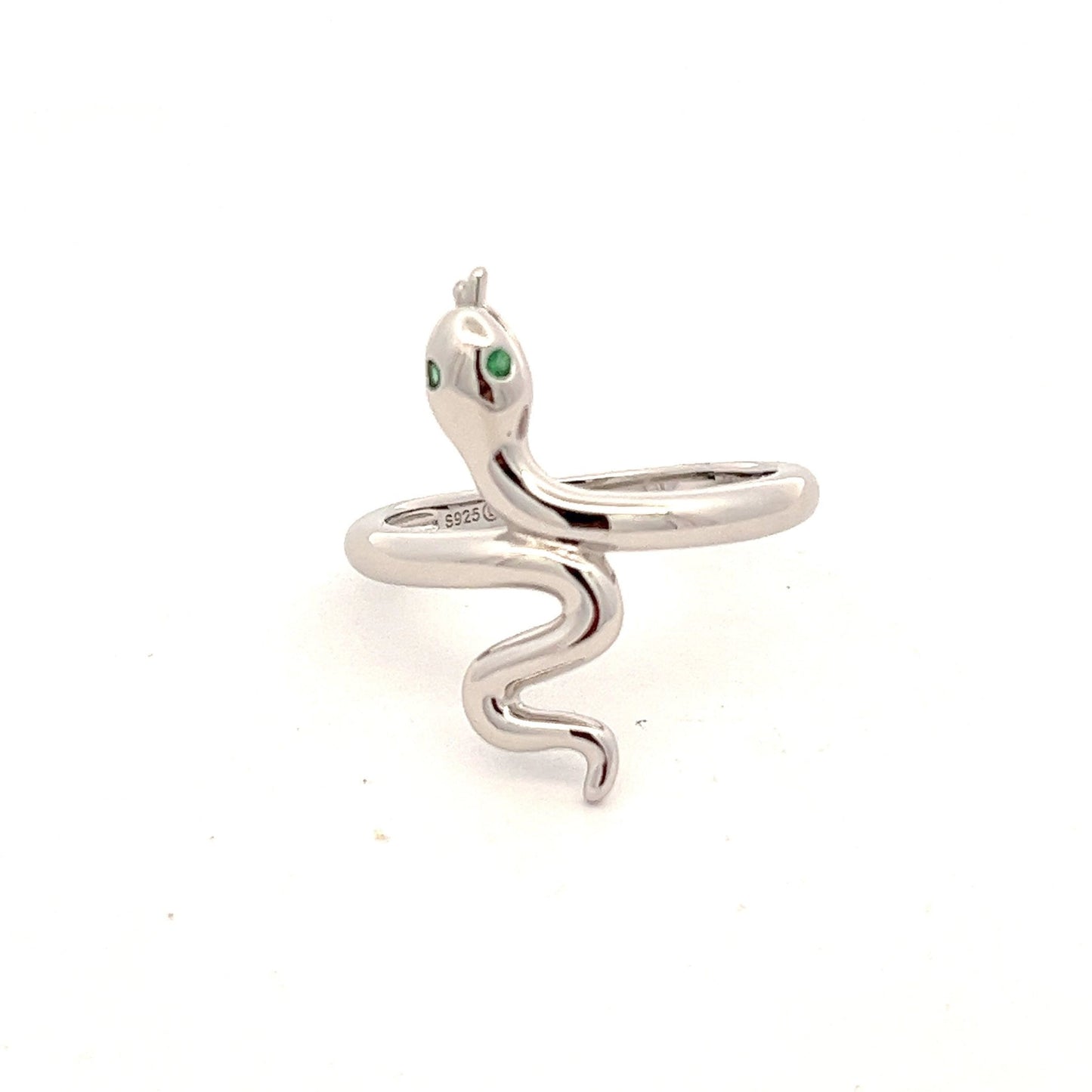 Kenzy Mii- 925 Sterling Silver Punk Zircon Snake Shape Women's Ring
