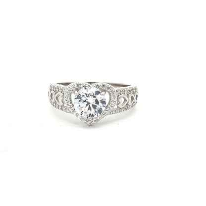 Kenzy Mii- 925 Sterling Silver Heart Shape Engagement Women's Ring