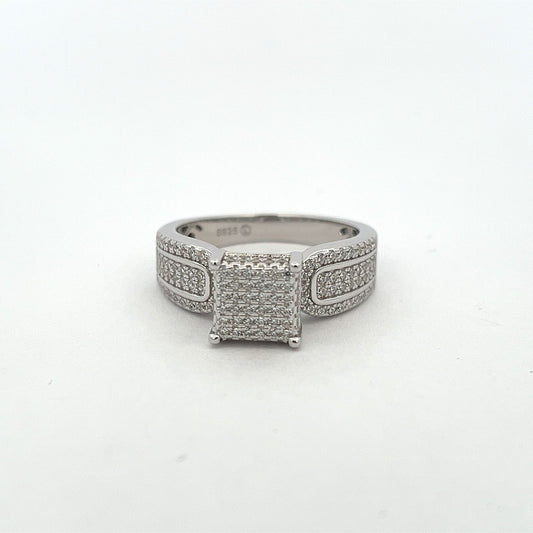 Kenzy Mii- 925 Sterling Silver Cluster Cubic Zirconia Women's Ring