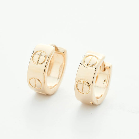 Kenzy Mii - Classic Screw Design Huggie Hoops