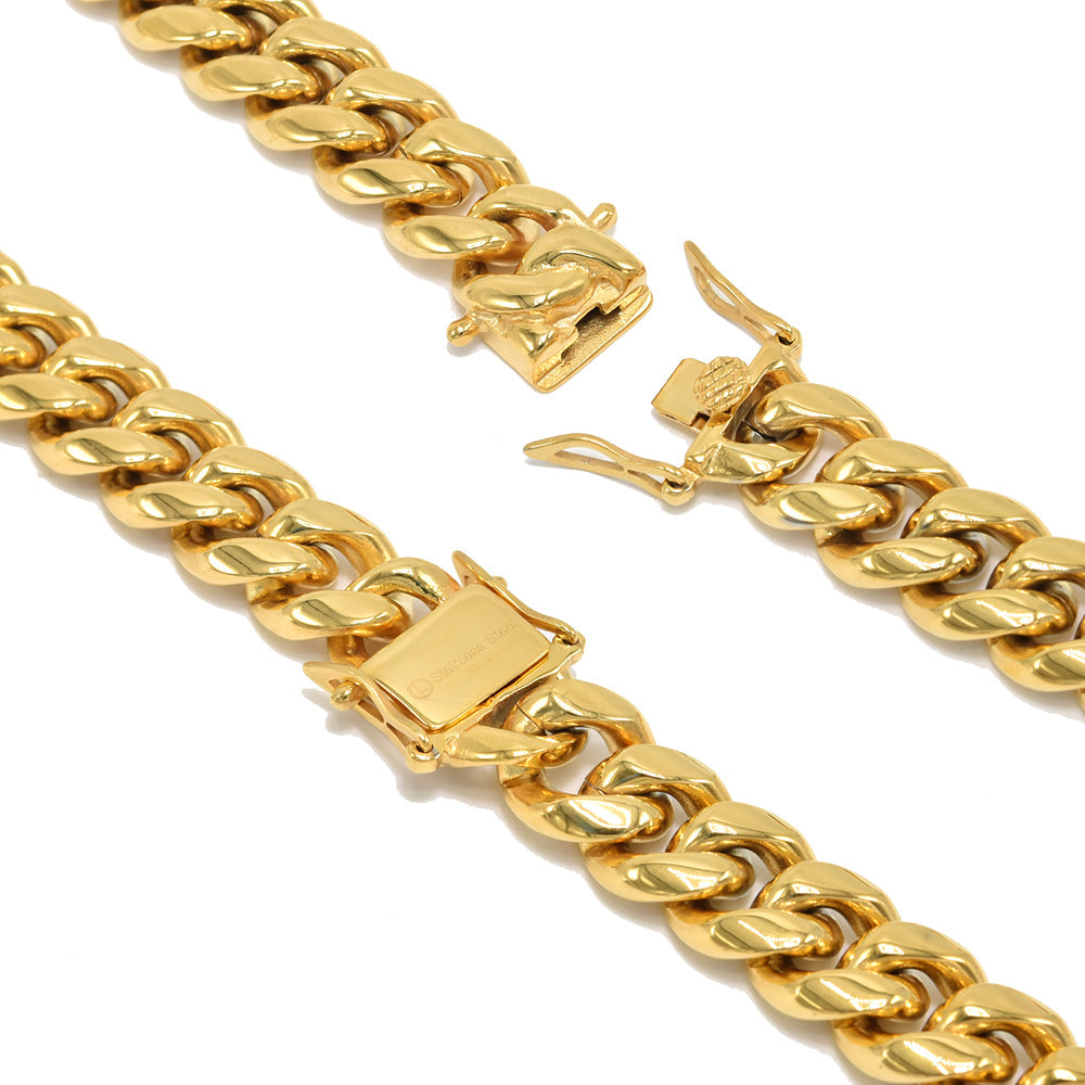 Kenzy Mii - 12mm Stainless Steel Cuban Link Unisex Chain