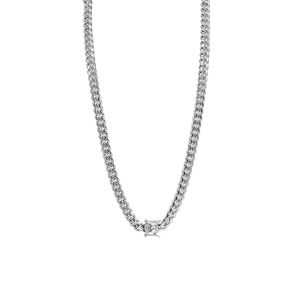 Kenzy Mii - 8mm Stainless Steel Miami Cuban Stone Head Locked Unisex Chain