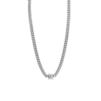 Kenzy Mii - 8mm Stainless Steel Miami Cuban Stone Head Locked Unisex Chain